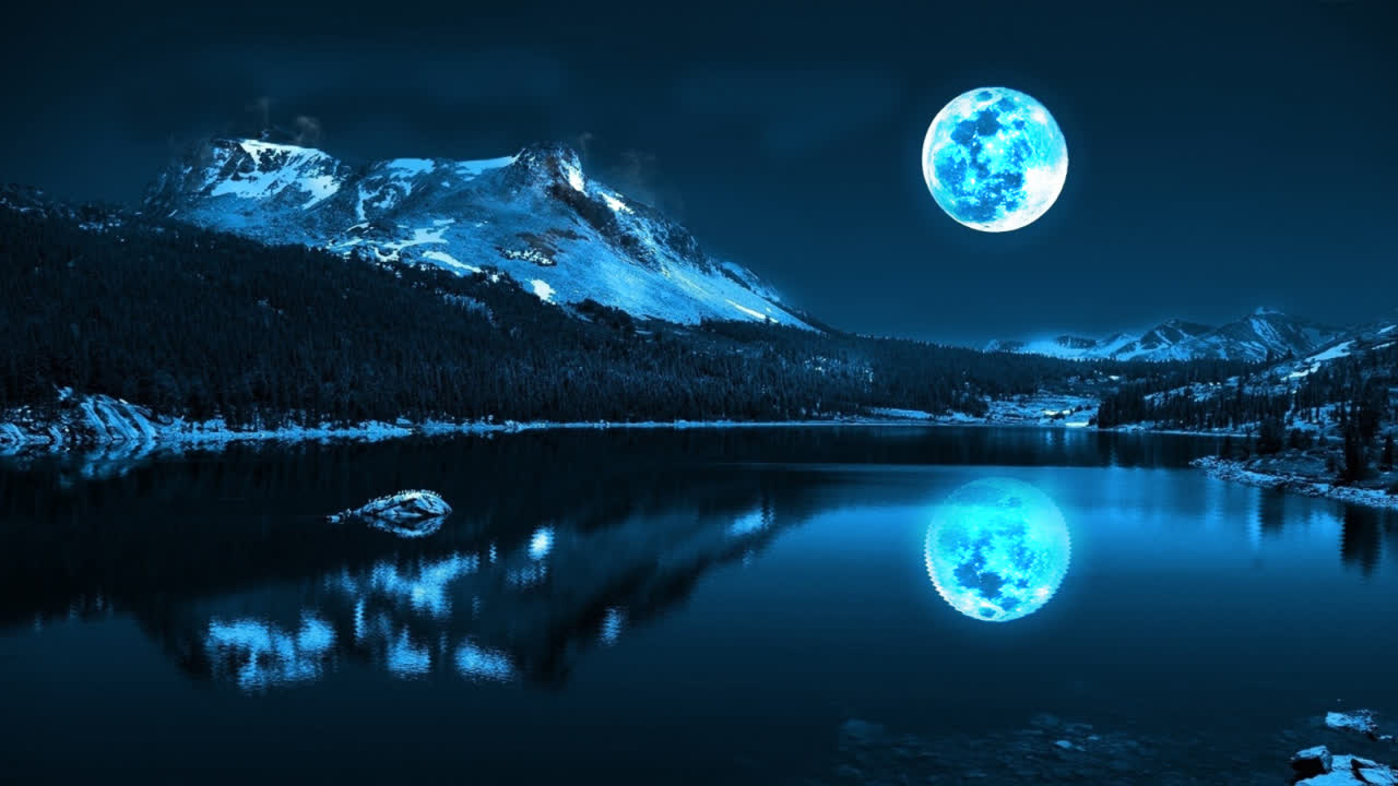Moon / Tsuki 月 / Lua / Luna - Blue