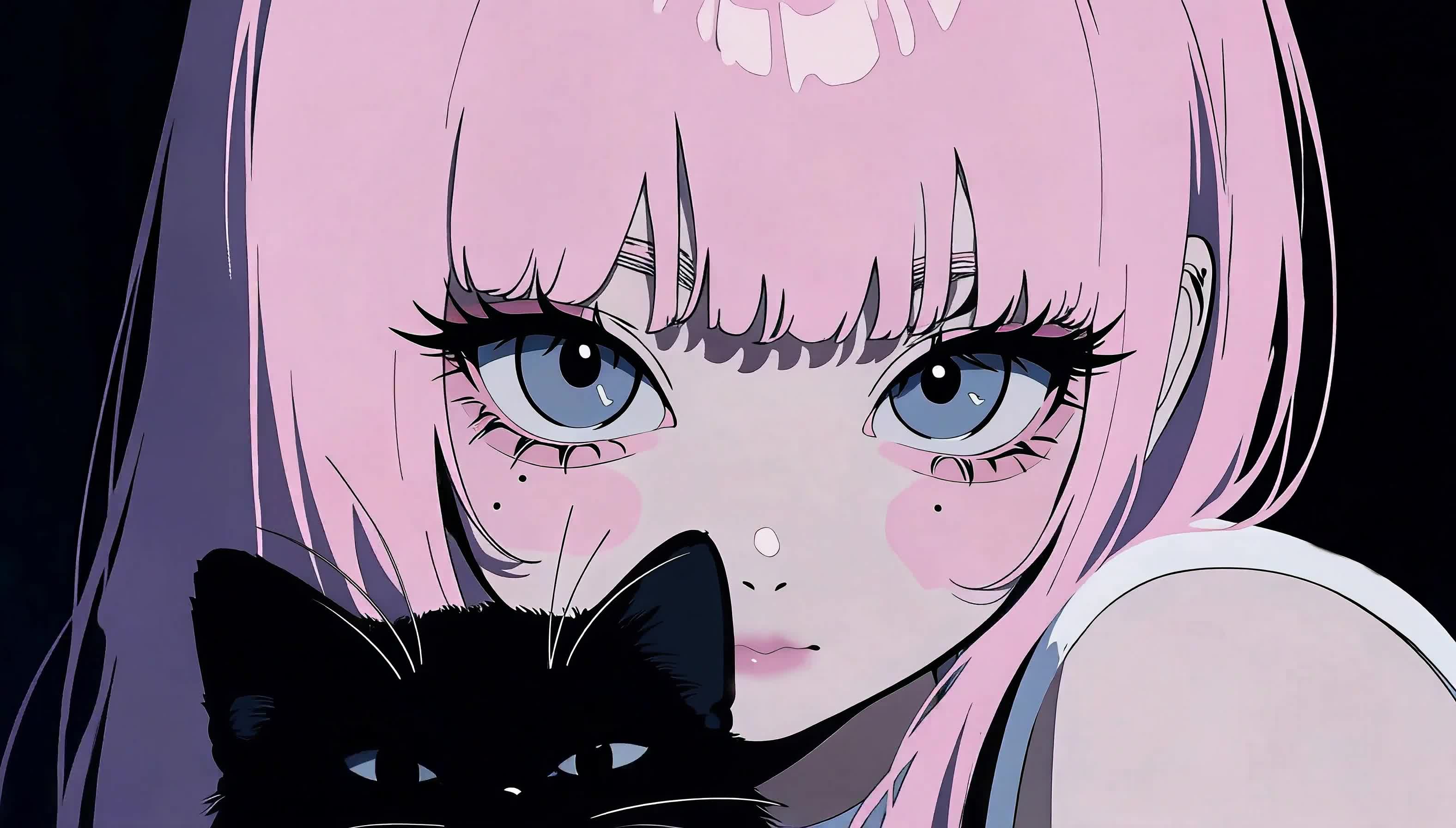 粉发少女与猫