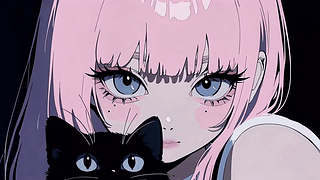 粉发少女与猫