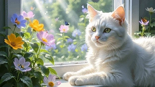 猫咪戏蝶 动态壁纸 | 作者：喜雨虫