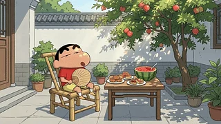 蜡笔小新庭院纳凉