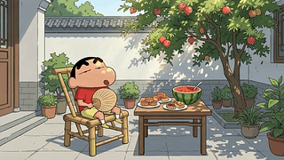 蜡笔小新庭院纳凉