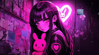 哥特动漫女孩 赛博朋克 紫色霓虹（Spotify连接）