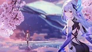 Skirk 原神 樱花 音频响应 4k 动态壁纸 | 作者：b l u e