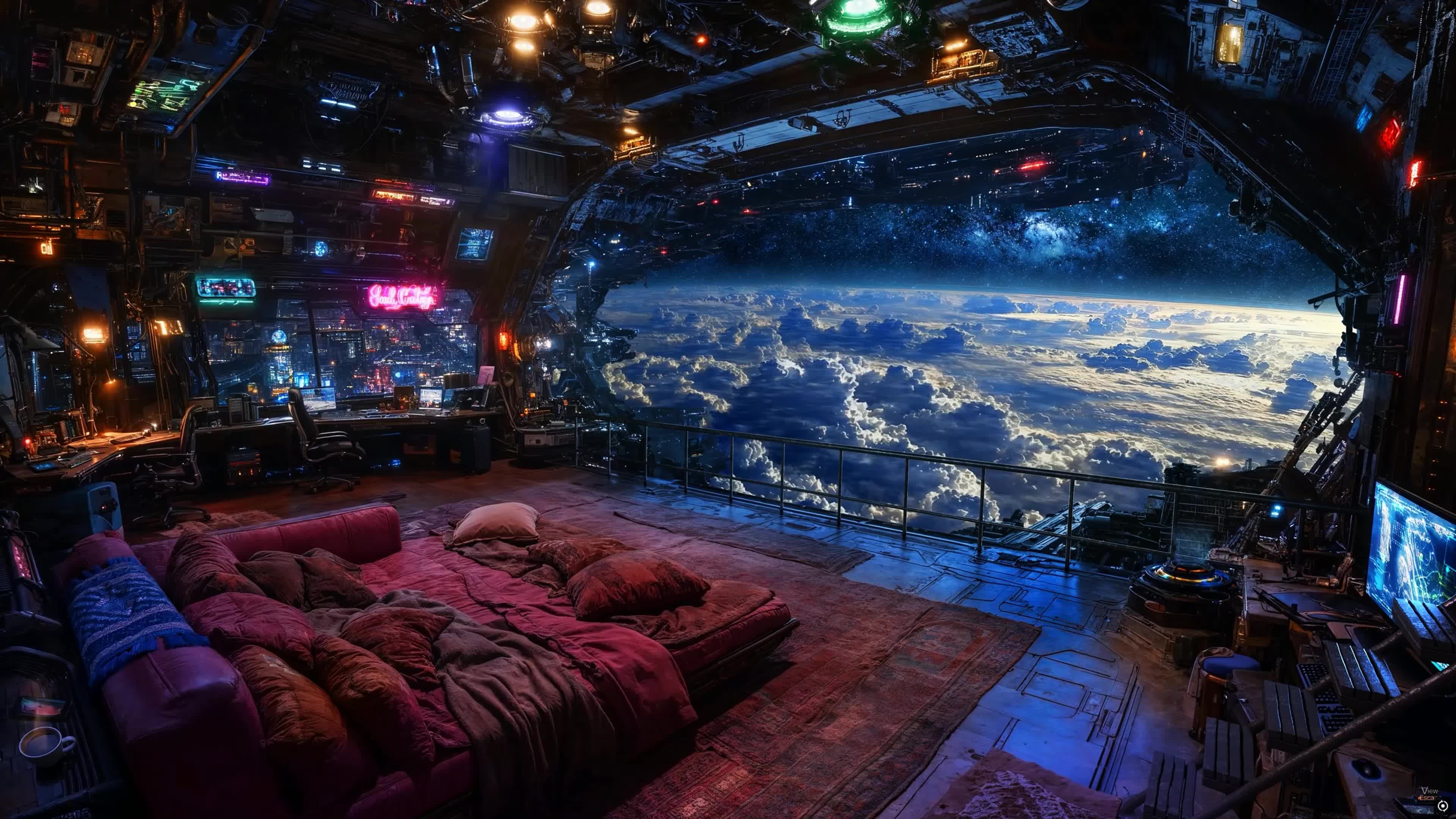 宇宙飞船视角房间 4K