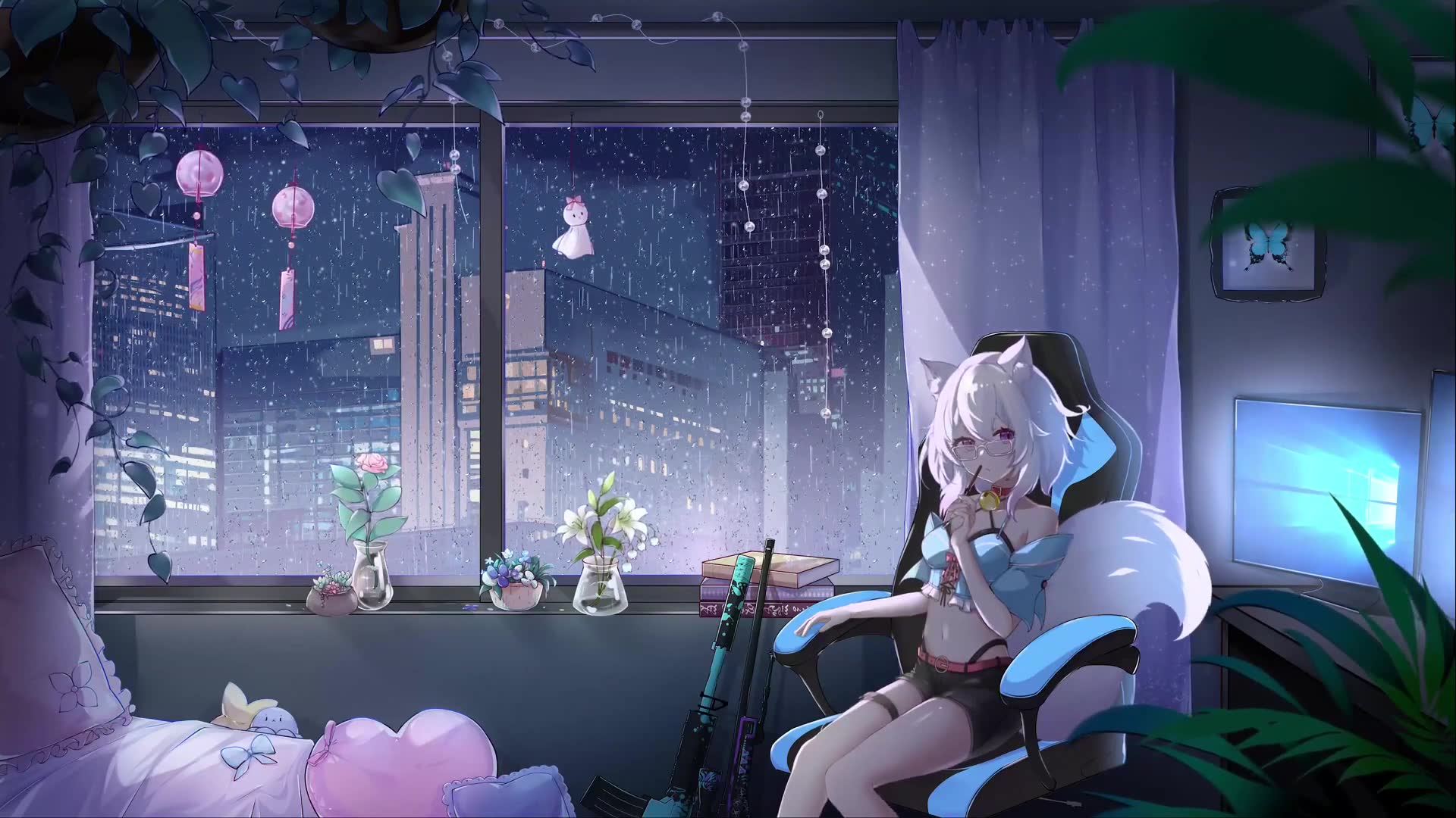 带有动物耳朵的动漫女孩