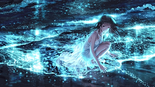 夜海中的动漫女孩
