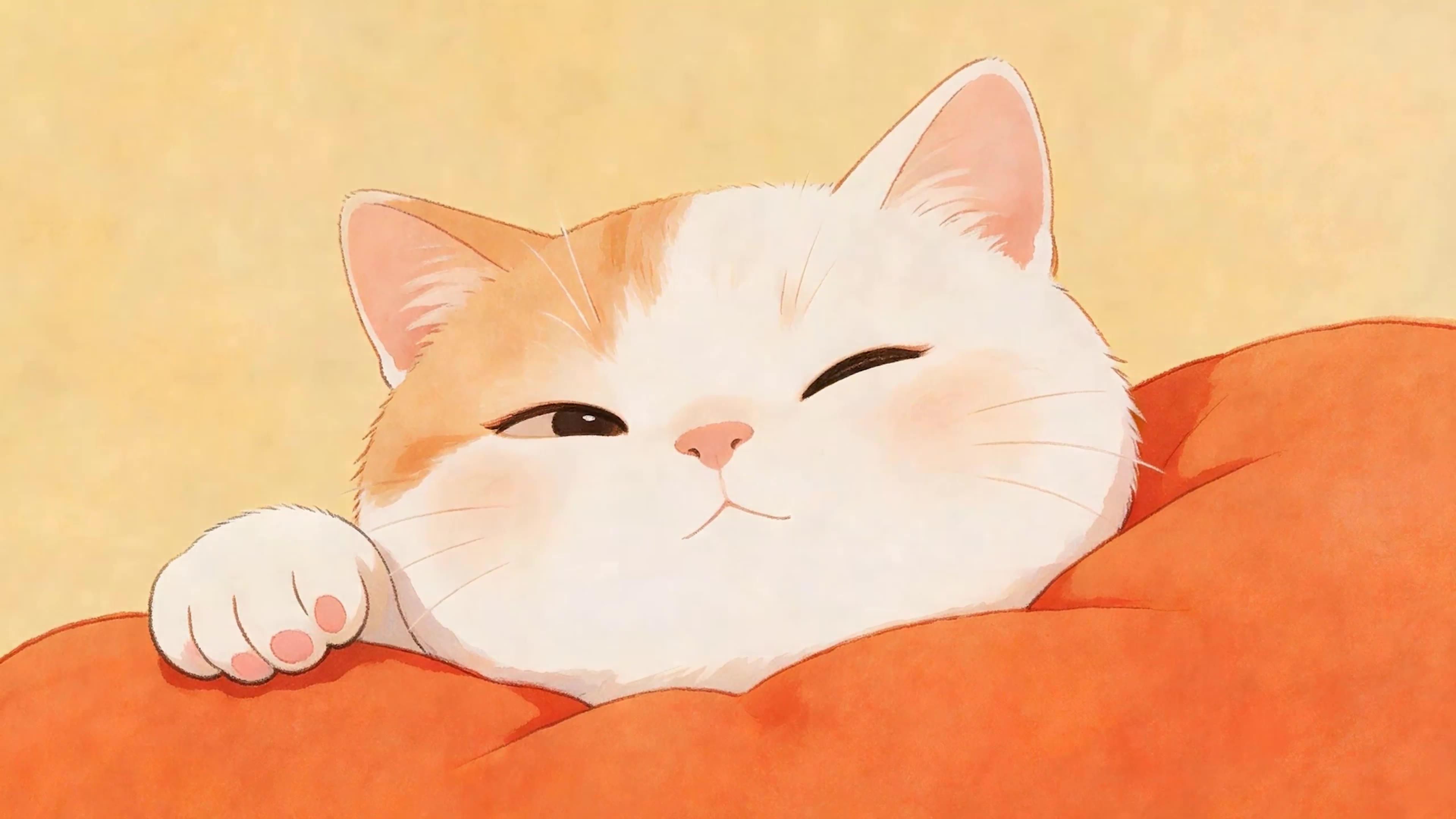 趴着枕头猫咪