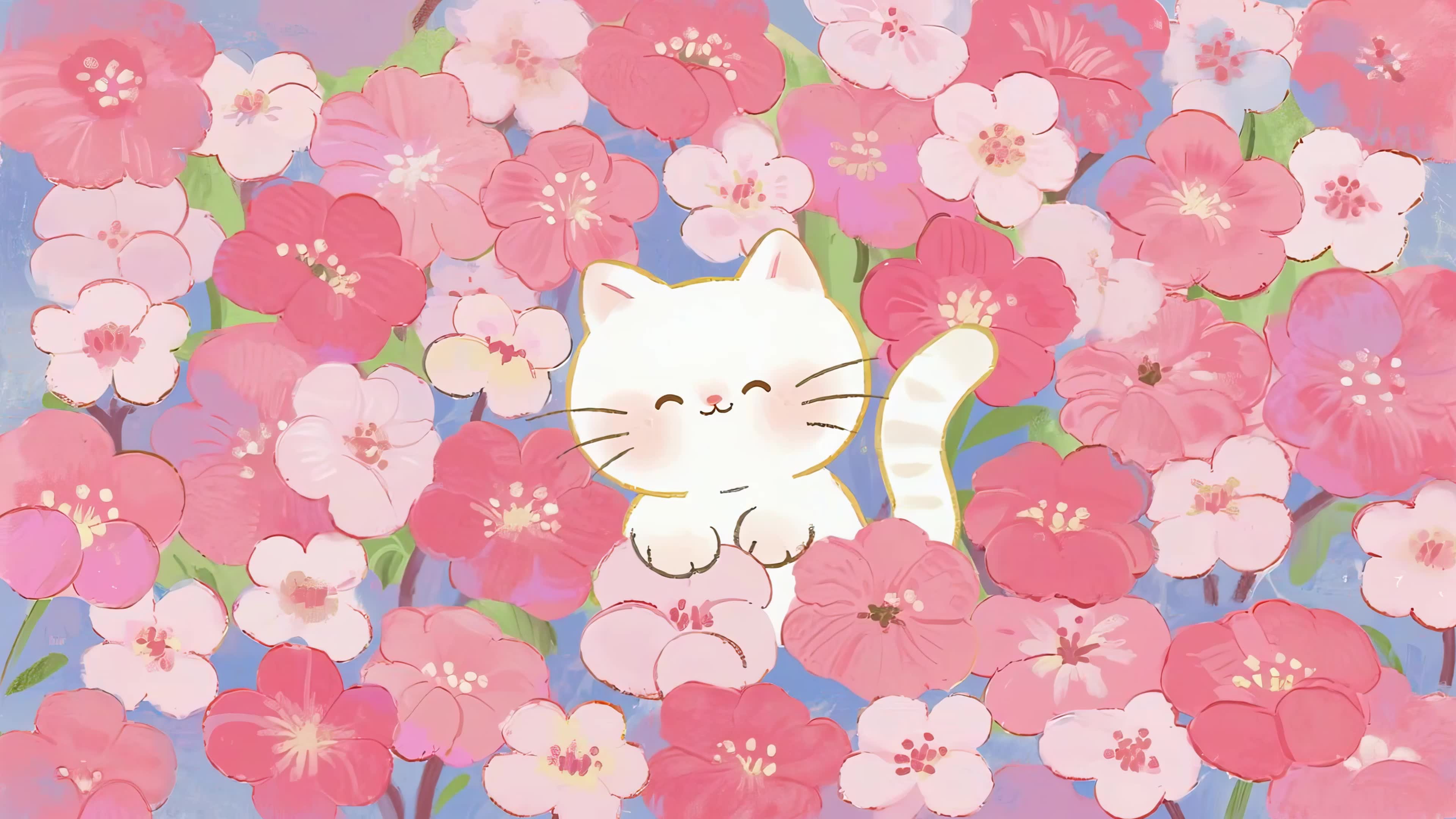 花丛中的猫咪