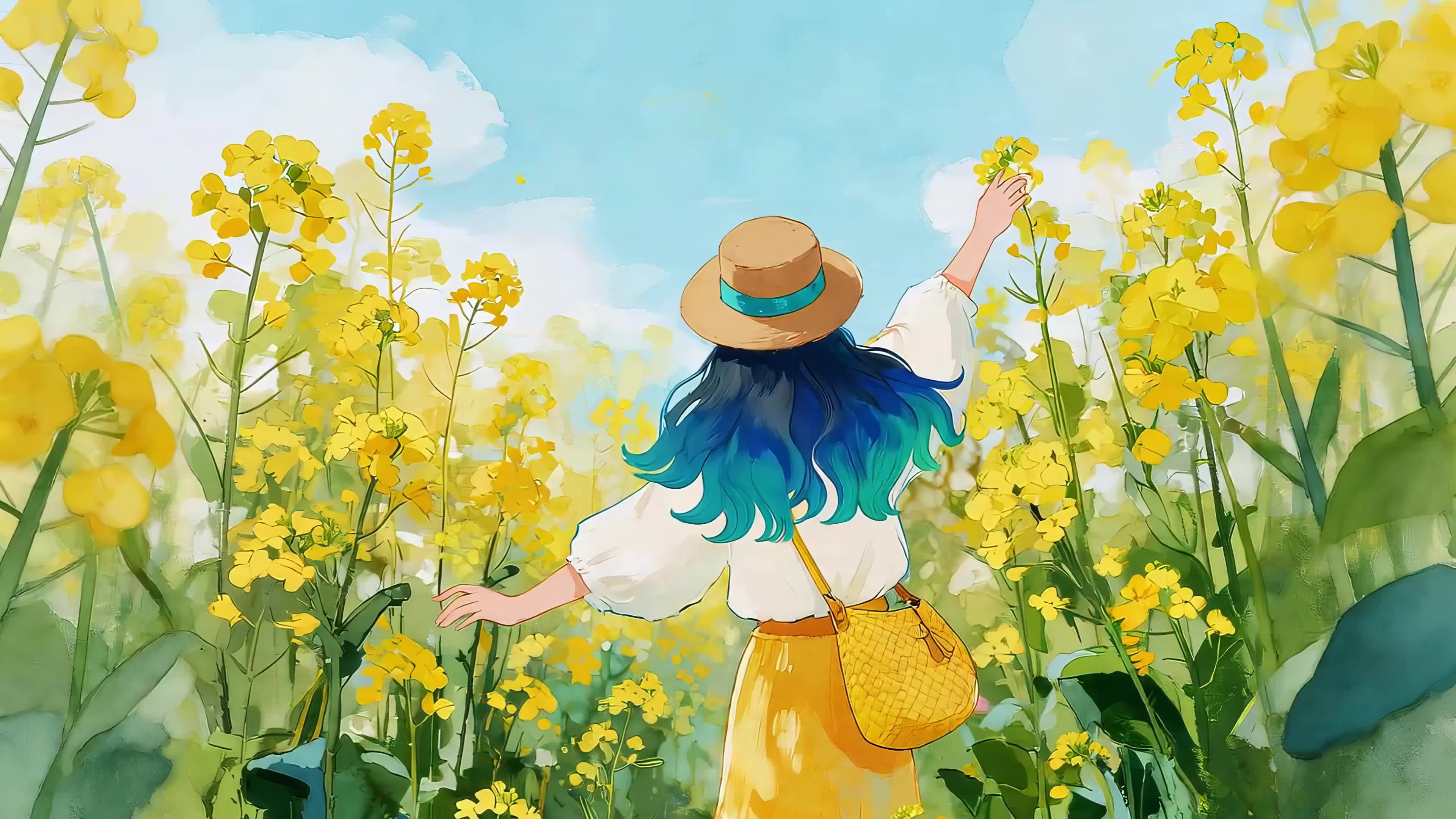花丛中自由女孩