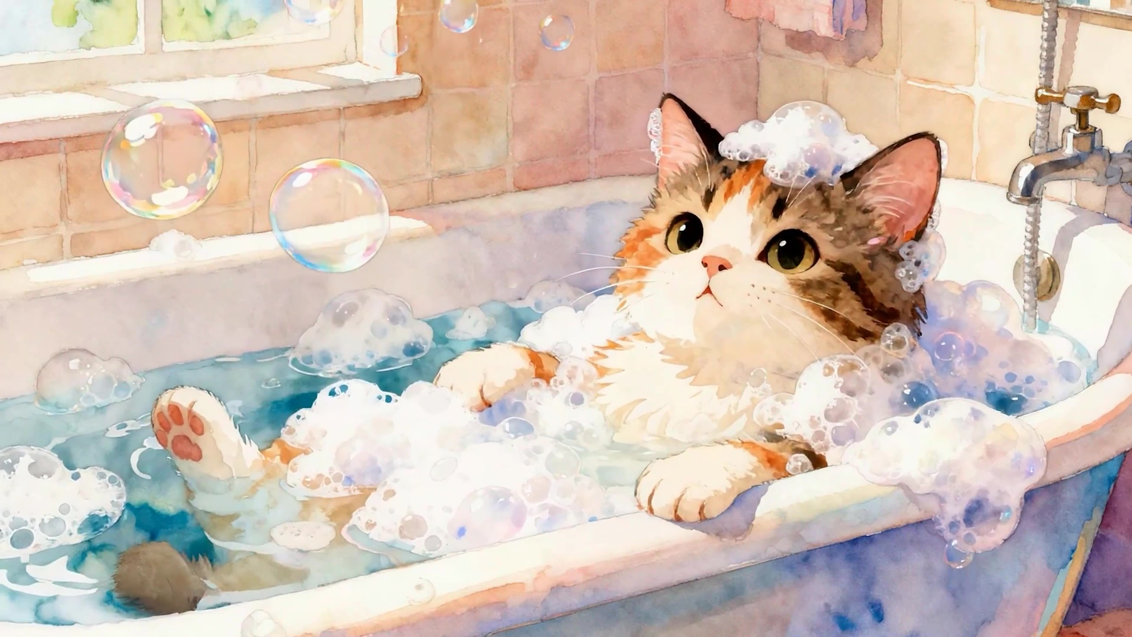 洗澡猫咪