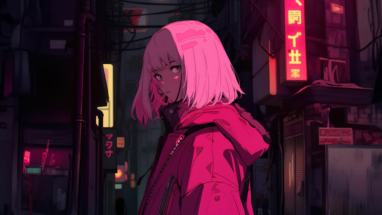 ピンクの髪の女の子 (Pink Hair Girl) 4K - music