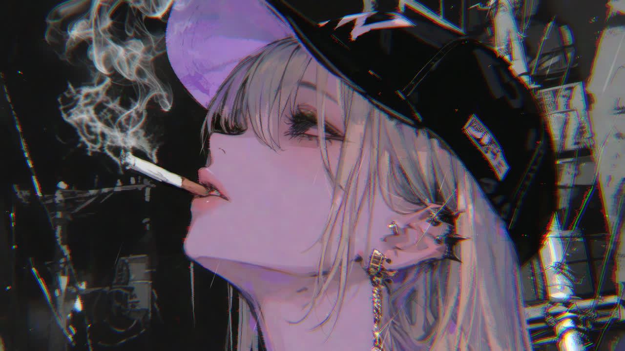 女孩吸烟 4K