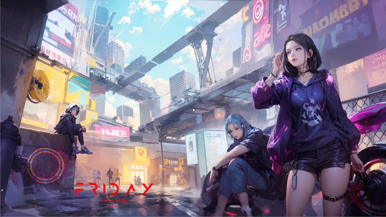 城市街道-动漫女孩-5i