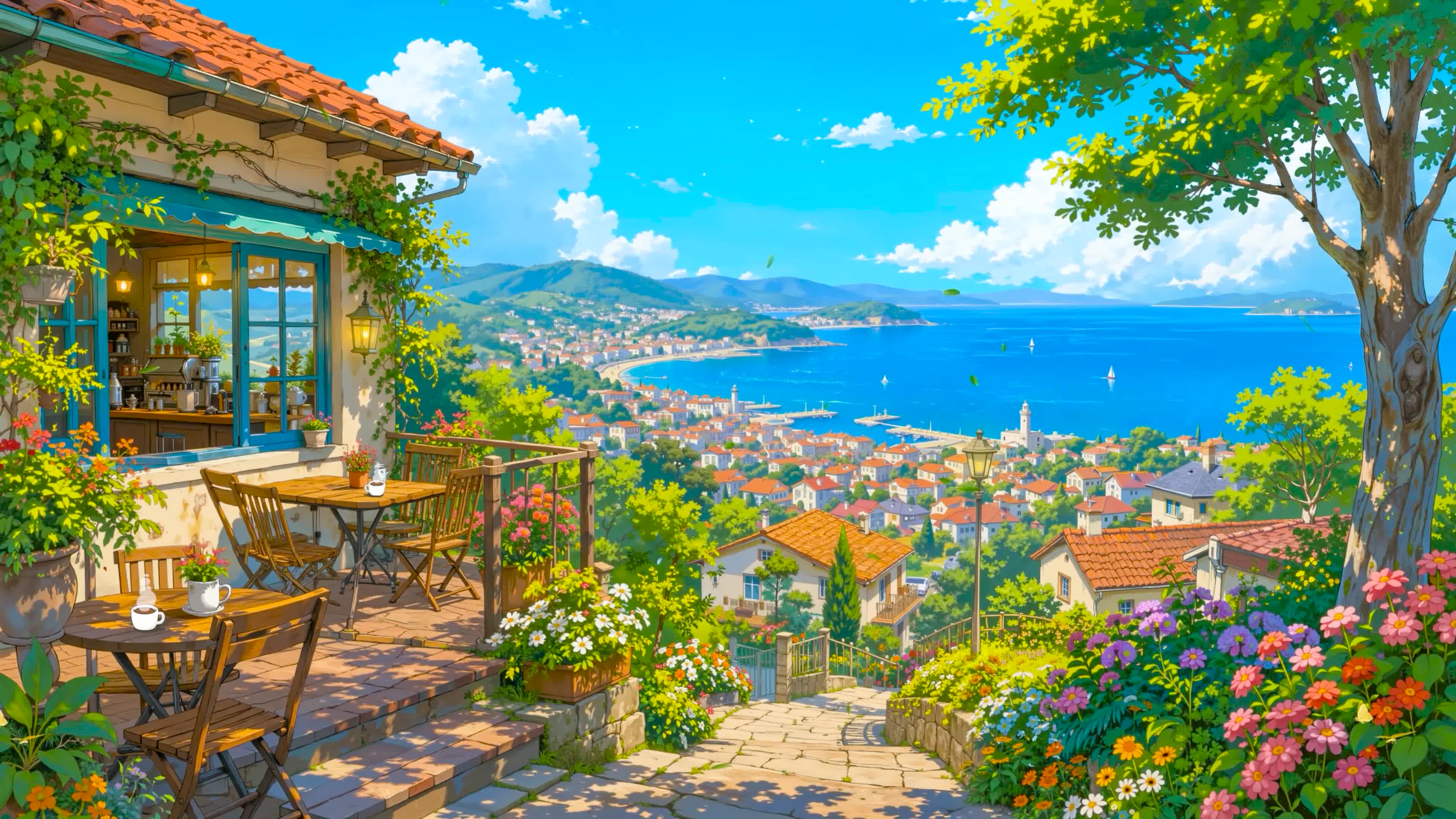 夏日海景小镇
