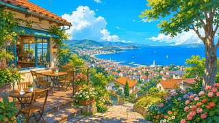 夏日海景小镇