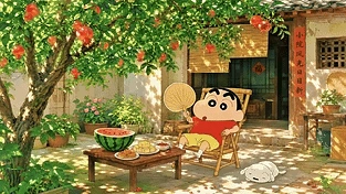 乡村小院小憩的小新和小白 动态壁纸 | 作者：与李无瓜