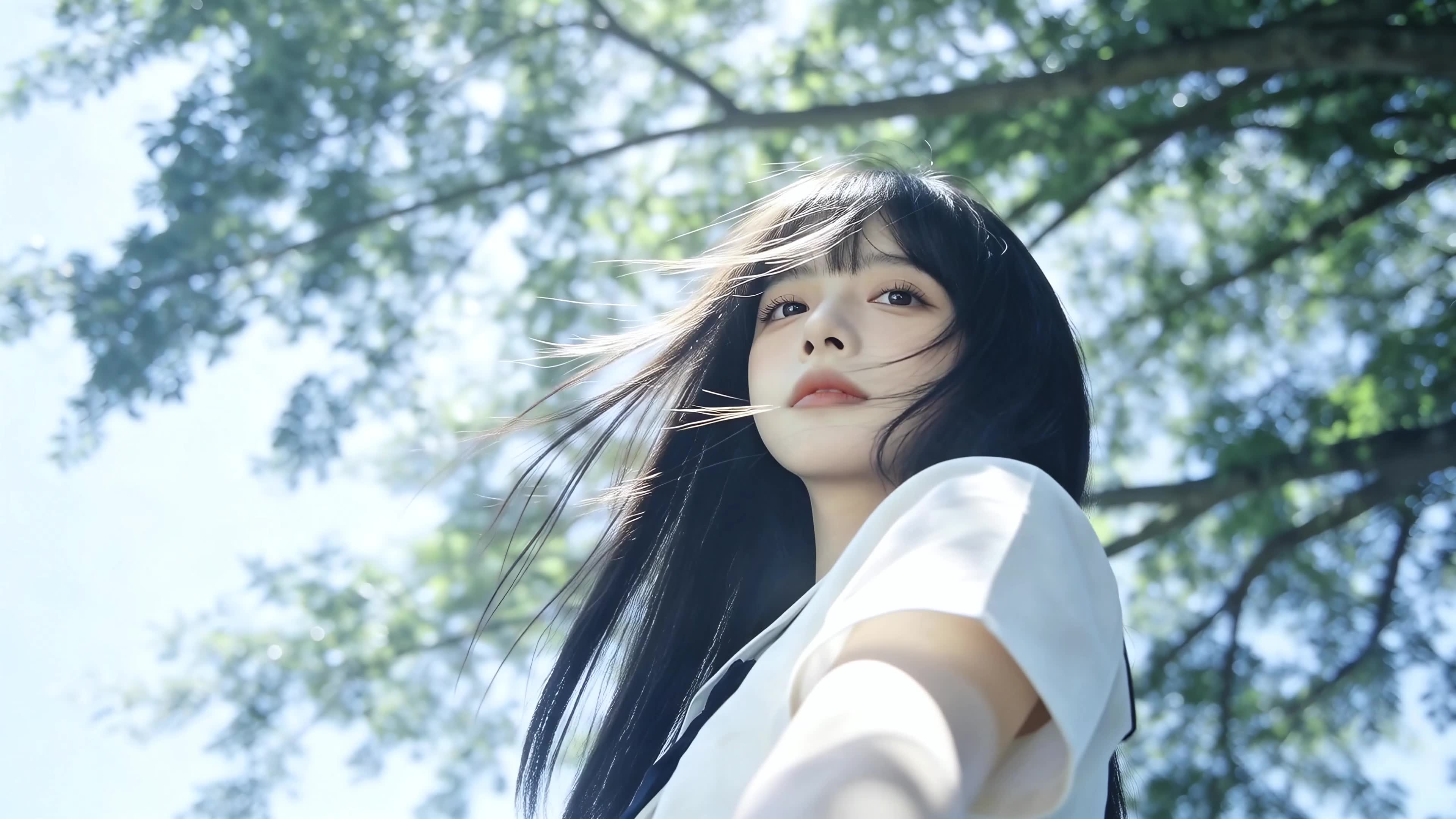 树荫下的清纯少女