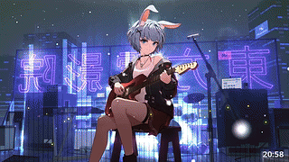拿着吉他的动漫女孩
