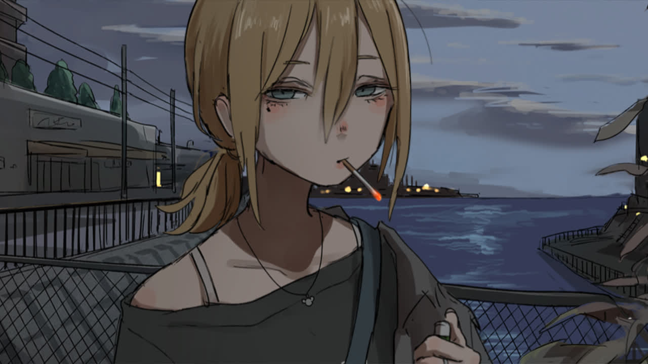 抽烟的女孩