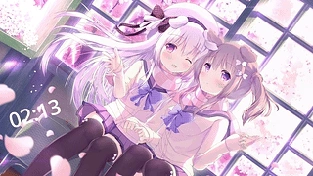 可爱的女孩与樱花叶 动态壁纸 | 作者：s1nx3r