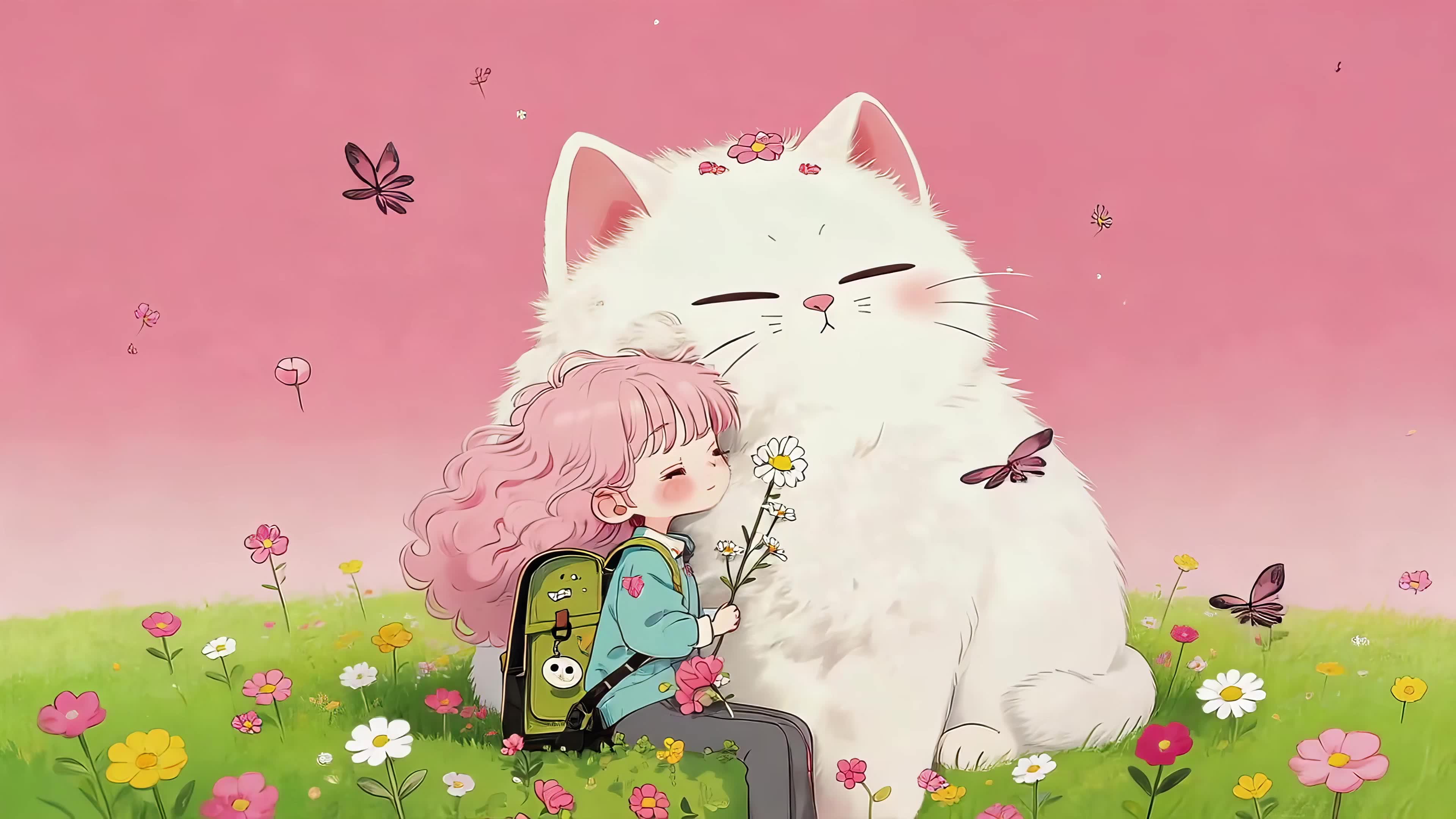 女孩和她的大猫