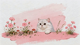 粉色浪漫的猫咪