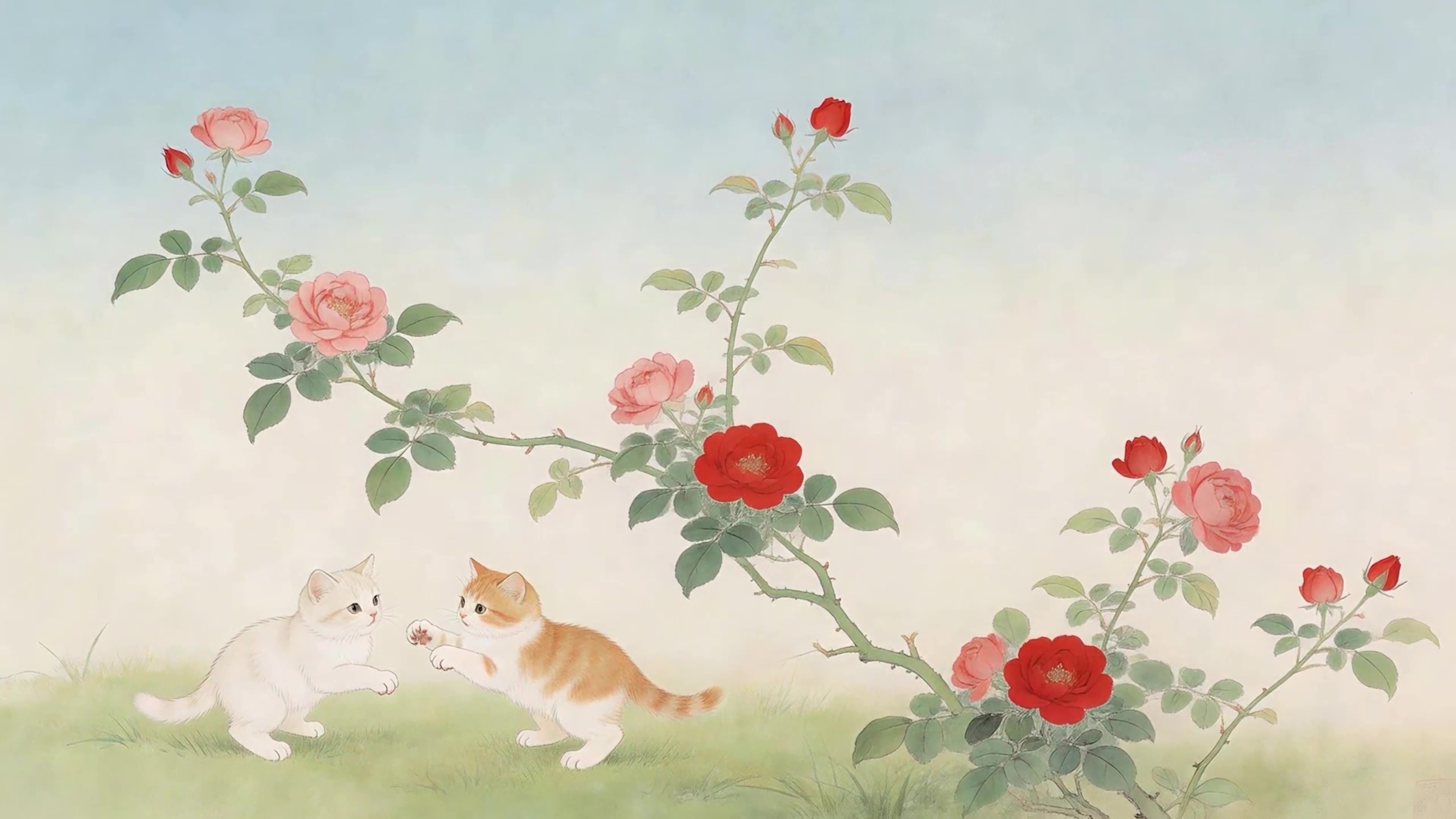 两只猫咪玩耍