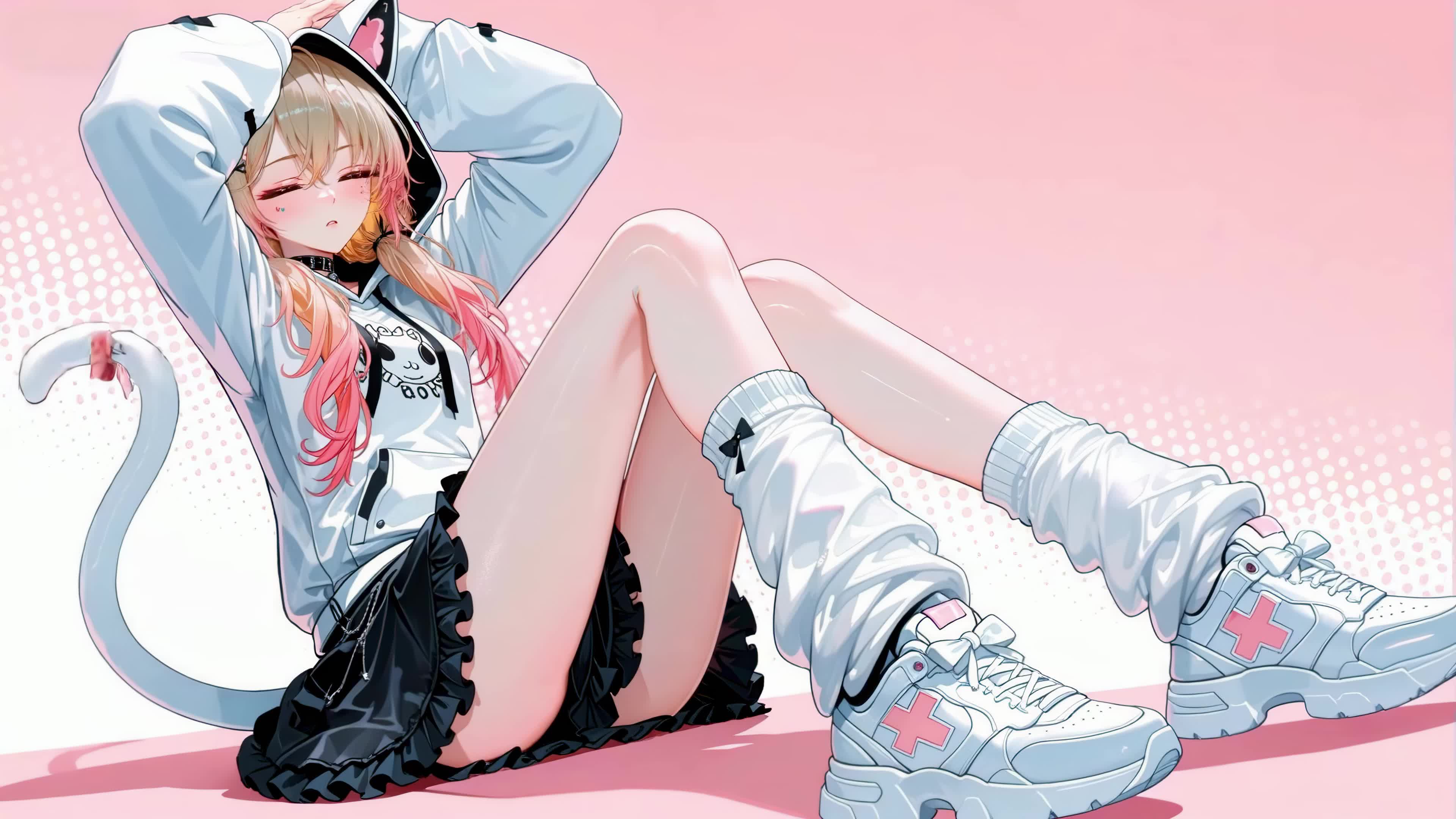 粉蓝猫耳少女