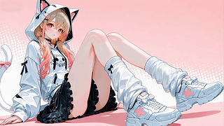 粉蓝猫耳少女