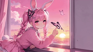 4K窗边蝴蝶少女-纯净版