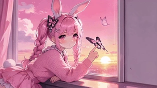 4K窗边蝴蝶少女-纯净版 动态壁纸 | 作者：话梅