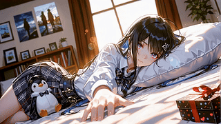 卧室暖阳下的少女