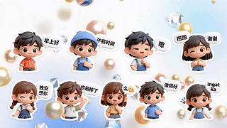 可爱问候贴纸
