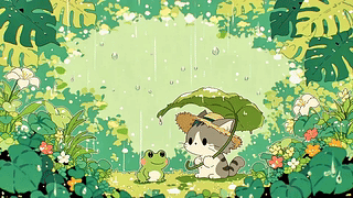 细雨林间共躲雨