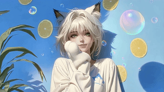 清新夏日猫耳少女