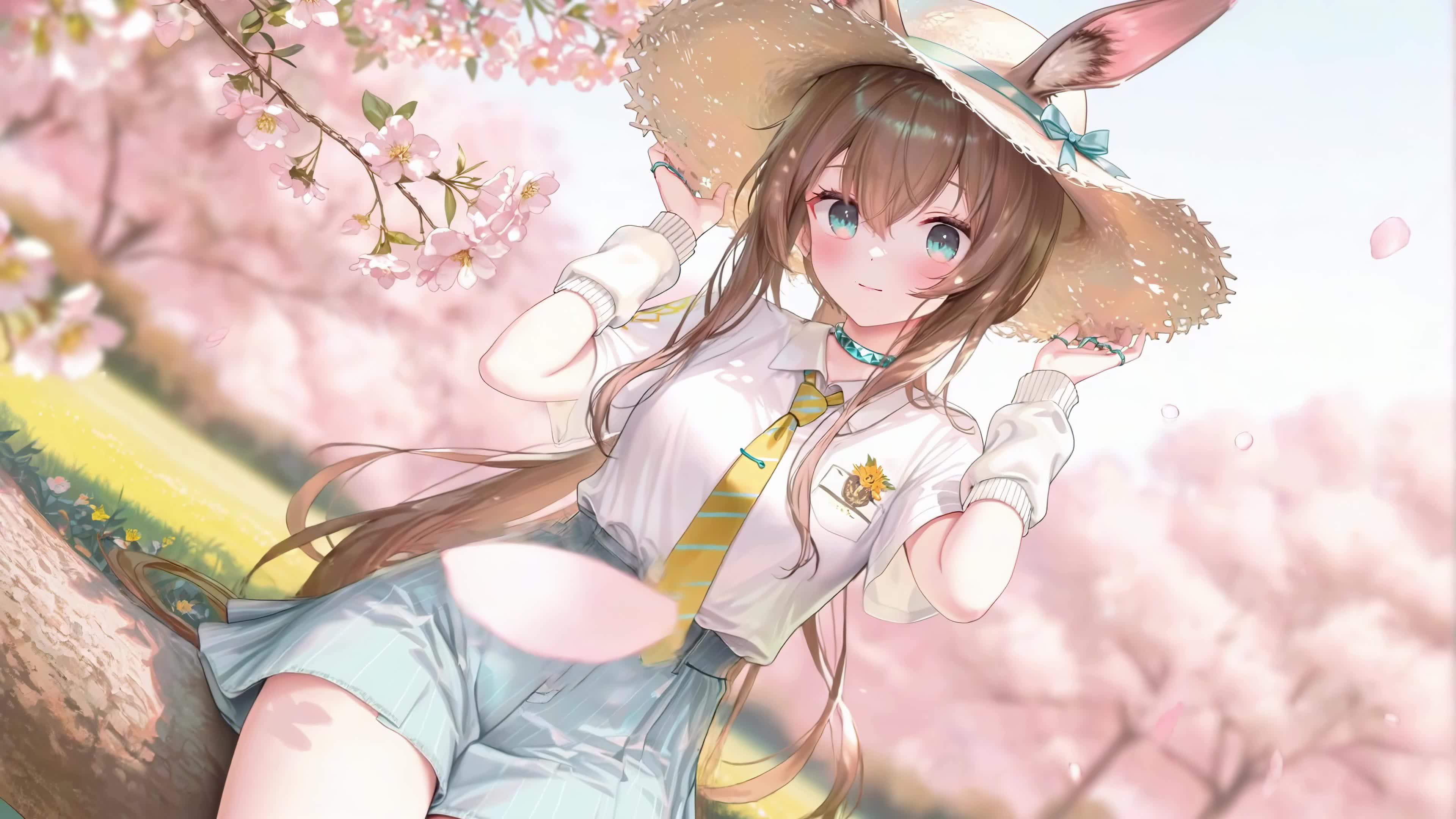 樱花树下的兔耳少女