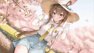 樱花树下的兔耳少女