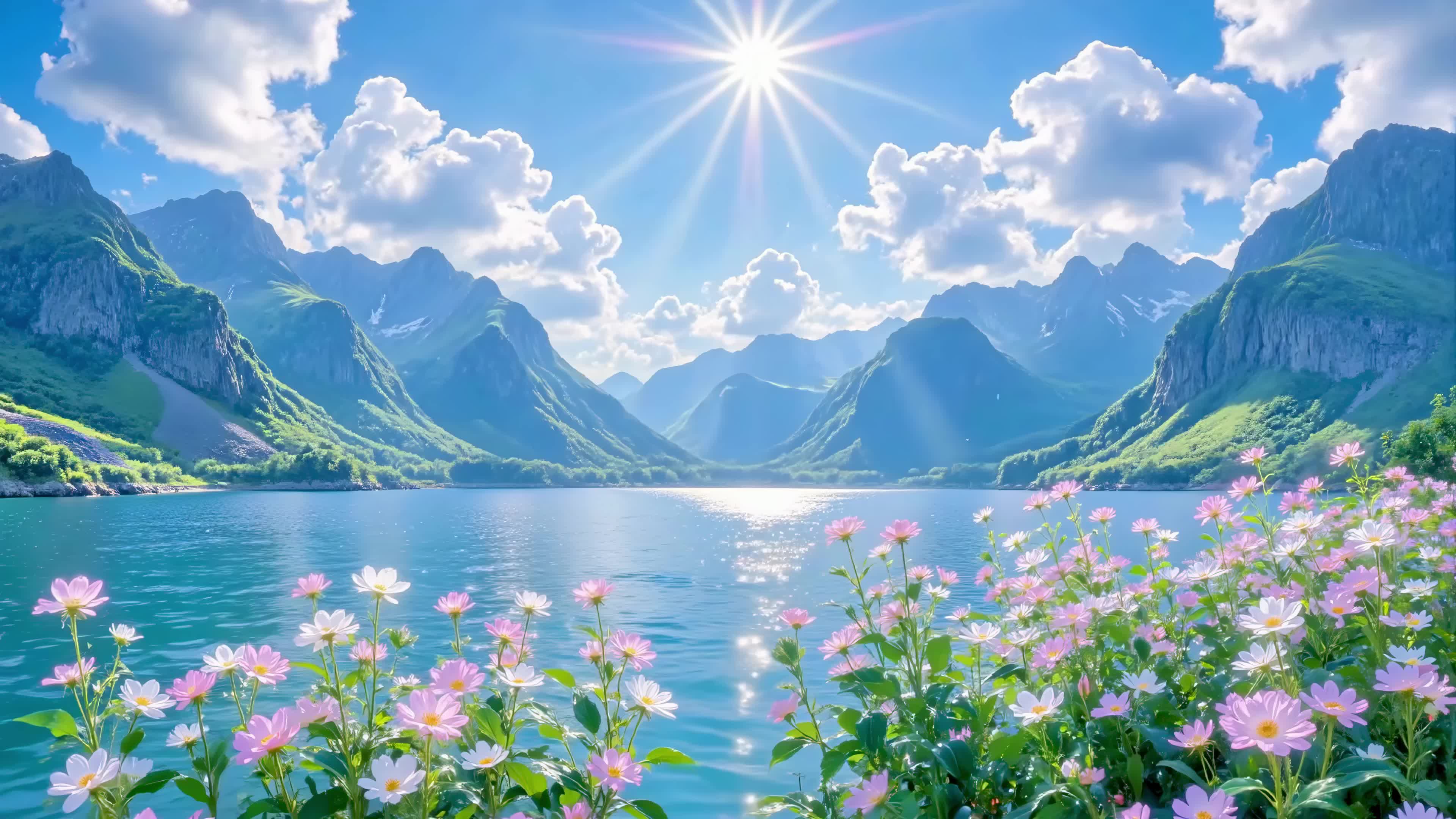 晴日山湖花海