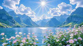 晴日山湖花海