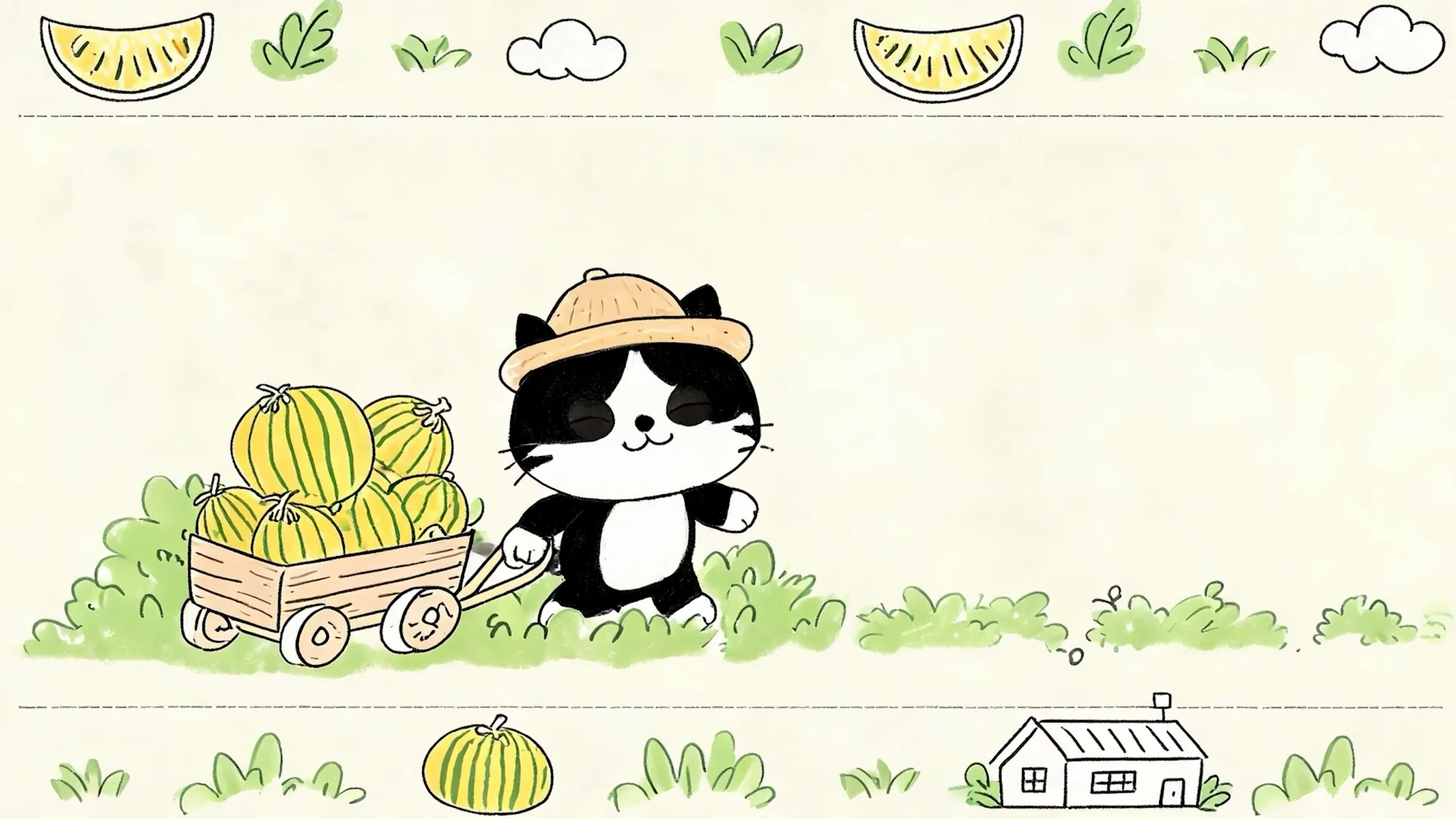 手推西瓜猫咪