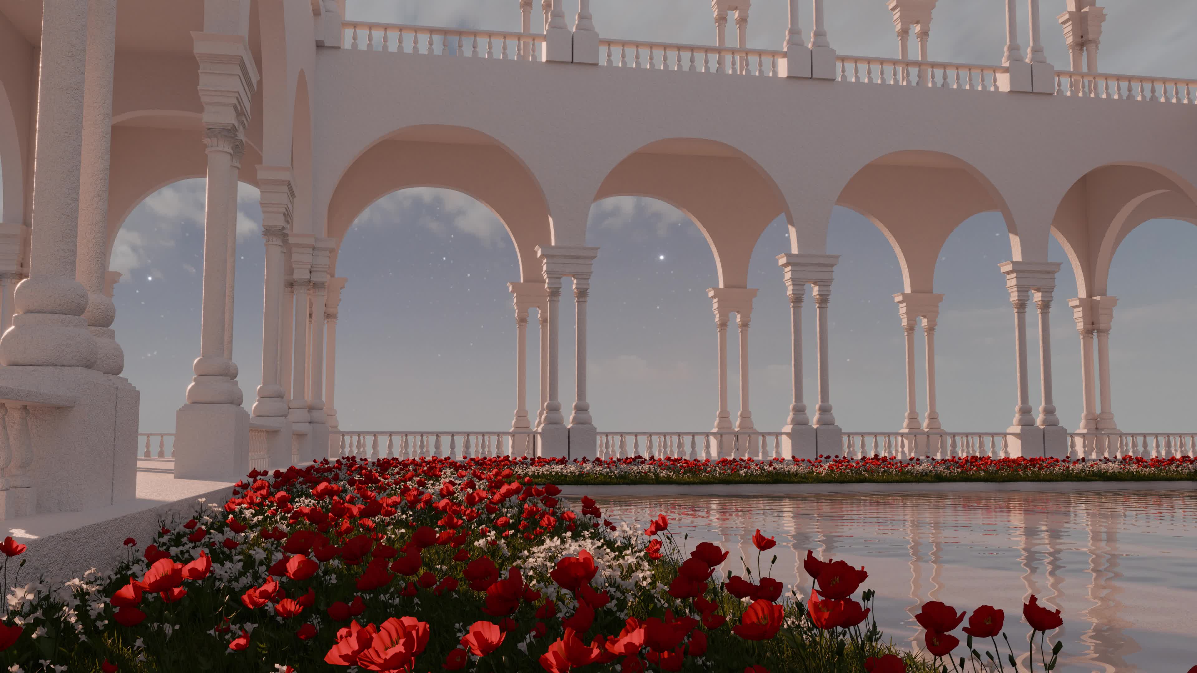 4K Blender 梦核城堡花海 reamcore Church and Flower