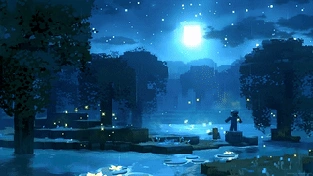 Minecraft 沼泽 夜晚 动态壁纸 | 作者：ルーシーモンロー