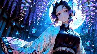 胡蝶忍【花园中】【鬼灭之刃】鬼杀队 4k 动漫 动态壁纸 | 作者：Gwynbleidd