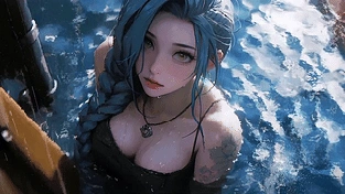 Jinx 在雨中 [Джинкс под дождем] [Namakxin] 4k 动漫 动态壁纸 | 作者：Gwynbleidd