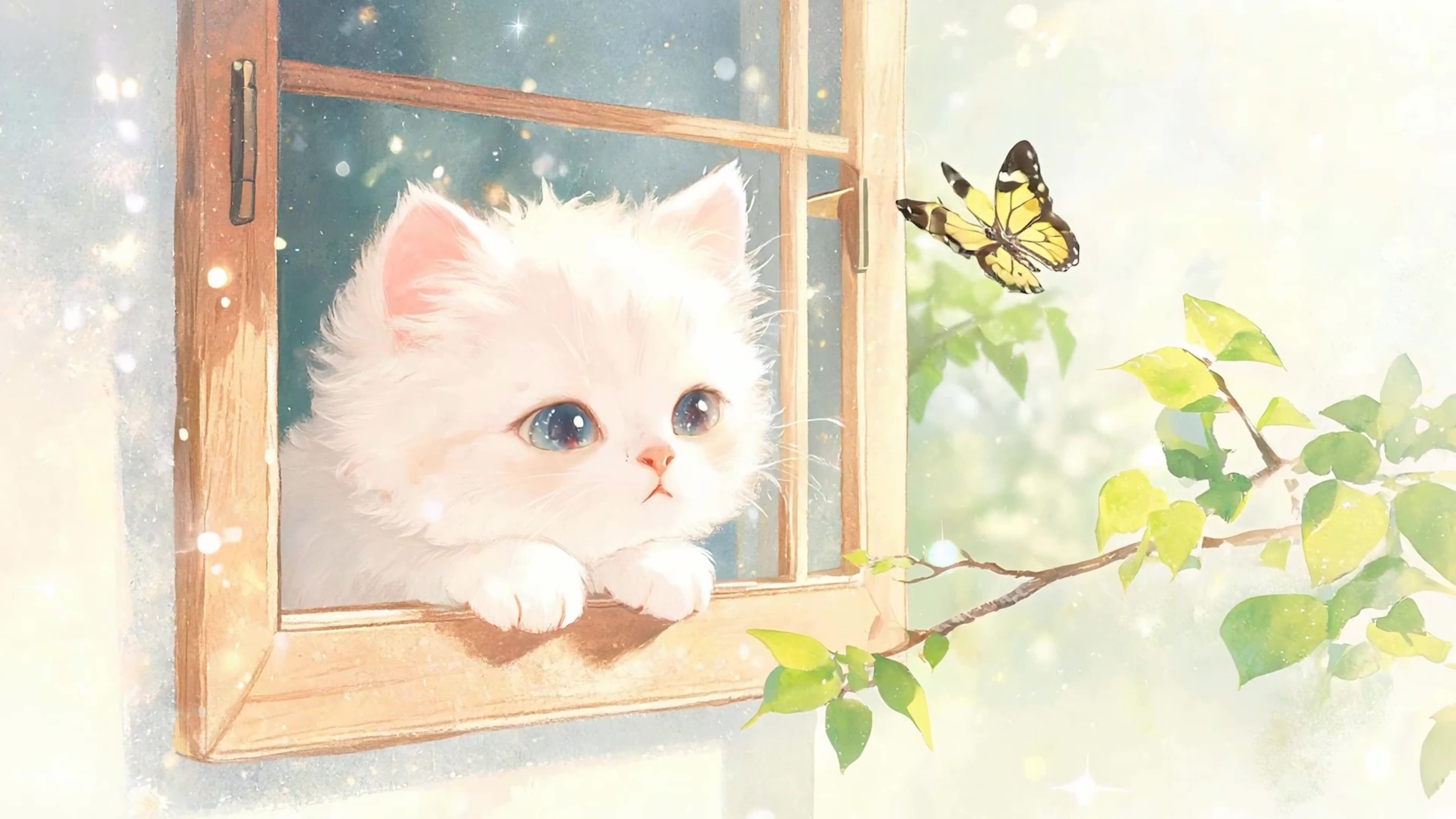 望着蝴蝶猫咪