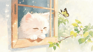 望着蝴蝶猫咪