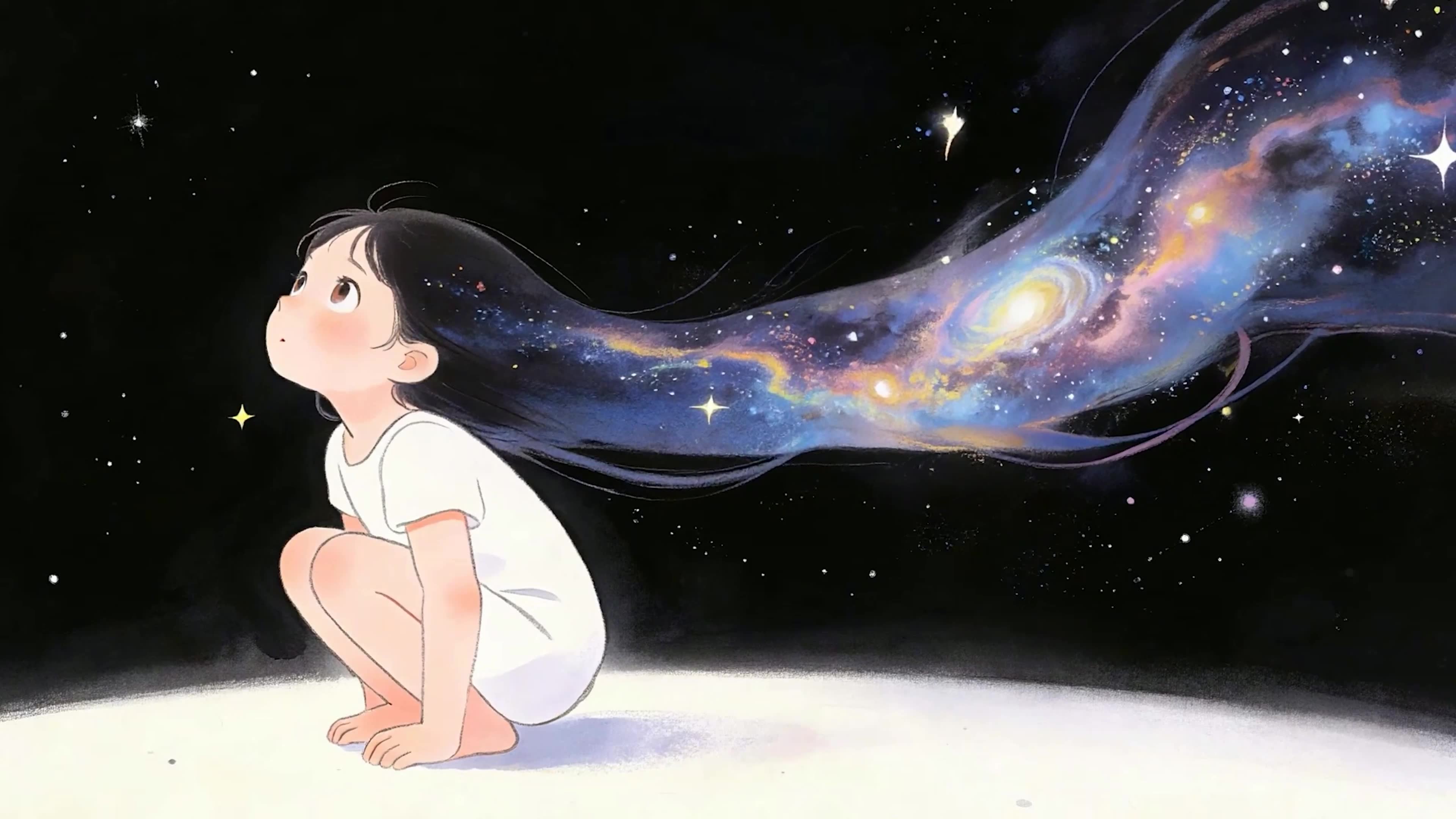 夜景星空女孩