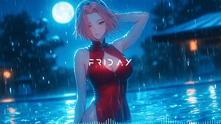 月光下的樱花，泳池边的宁静夜晚