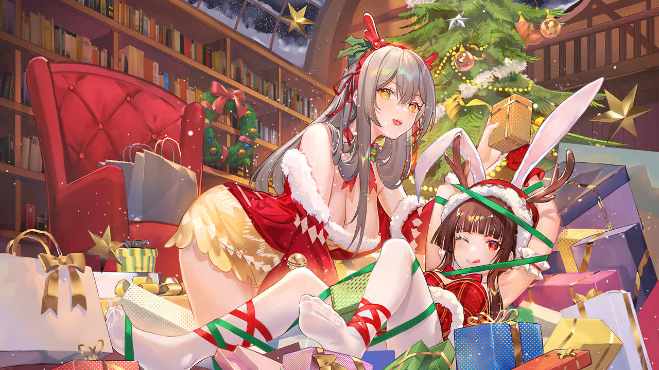 圣诞树礼物动漫女孩 [4K]